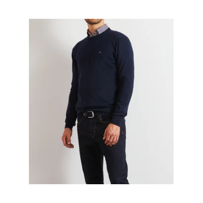 Pull col rond Eden Park Bleu Marine