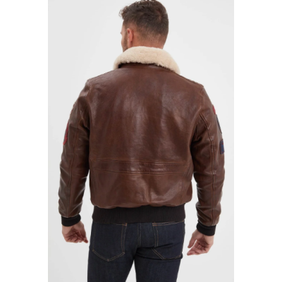 Cuir aviateur patchs col mouton DAYTONA Cognac H25