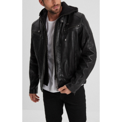 Cuir motard DAYTONA-73 capuche Bishop noir