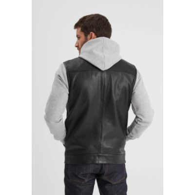 Gilet Cuir Biker HOT ROAD "Daytona-73" Noir Noos