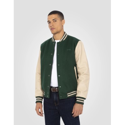 Teddy cuir SCHOTT Original Vert et Beige