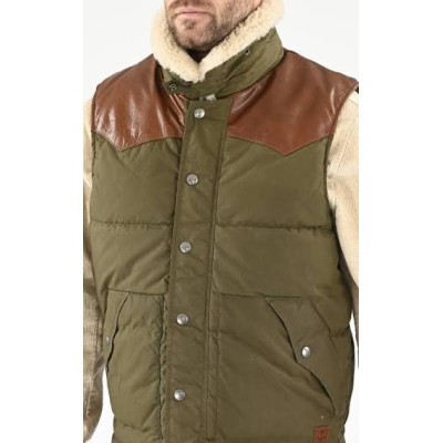 Veste sans manche cuir IRON & RESIN Kaki