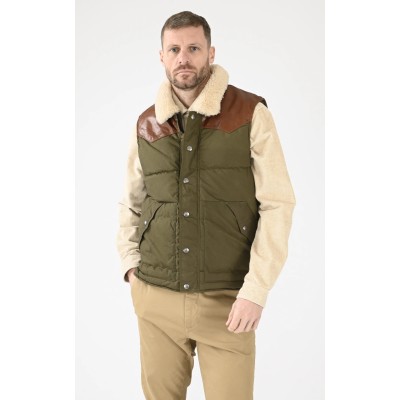 Veste sans manche cuir IRON & RESIN Kaki