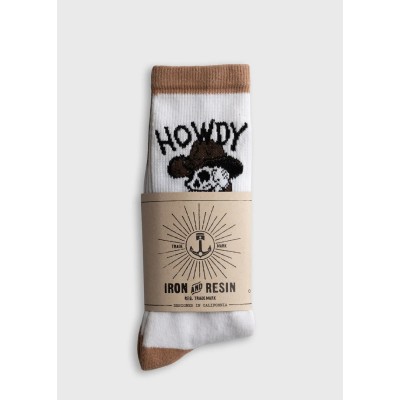 Chaussettes fantaisies IRON & RESIN blanc / camel