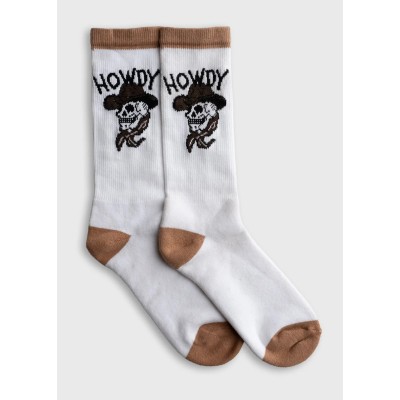 Chaussettes fantaisies IRON & RESIN blanc / camel