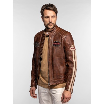 Cuir motard Vintage DAYTONA-73 Cognac