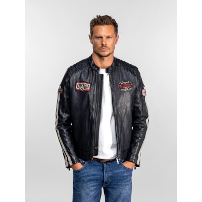 Cuir motard Vintage DAYTONA-73 Bleu
