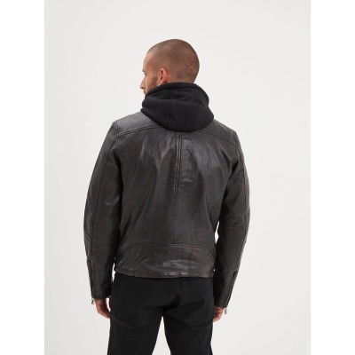 Cuir vintage capuche DAYTONA black