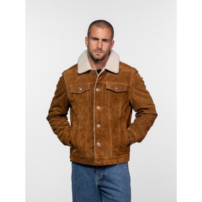 Blouson Daim Col mouton DAYTONA73 Cognac