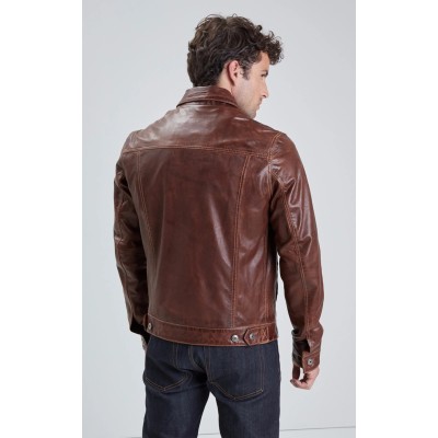 Blouson cuir Trucker DAYTONA73 Cognac