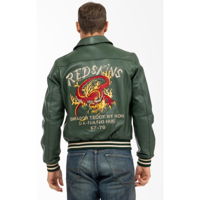 Blouson Cuir REDSKINS Dragon Vert