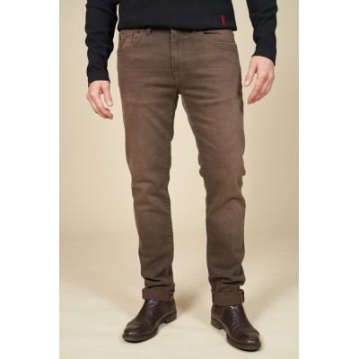 Jeans stretch coupe ajusté MCS Marron