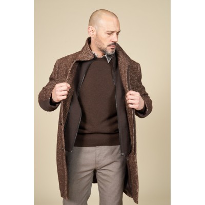 Caban chevron laine MCS chocolat