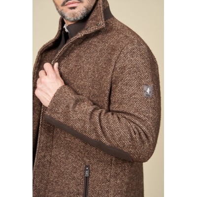 Caban chevron laine MCS chocolat