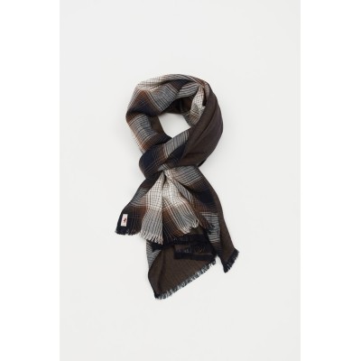 Chèche carreaux MCS Bleu marine et Marron