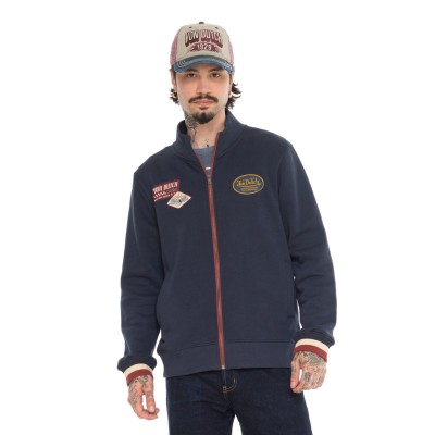 Sweat zipé patchs VonDutch bleu marine