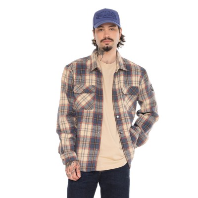 Surchemise carreaux VonDutch Beige et Bleu