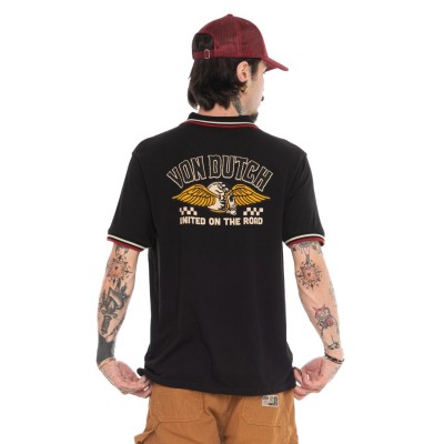 Polo teeshirt logo dos VonDutch noir/rouge/jaune
