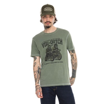 Teeshirt skulls motards VonDutch kaki vintage