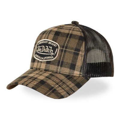 Casquette carreaux VON DUTCH Camel et Noir