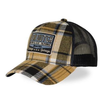 Casquette laine carreaux VON DUTCH Jaune et noir