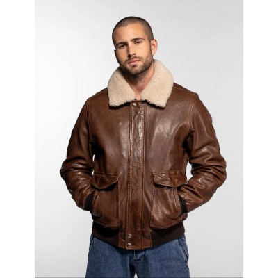 Blouson Cuir aviateur DAYTONA73 Cognac