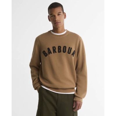 Sweat col rond prep logo BARBOUR Camel