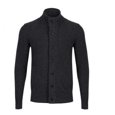 Gilet zipé + boutons 100% LAINE BARBOUR Gris Anthracite