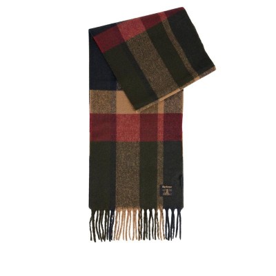 Écharpe tartan poly Westerdale BARBOUR Kaki / Rouge