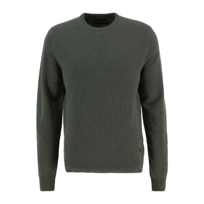 Pull coudière col rond 100% LAINE BARBOUR Kaki