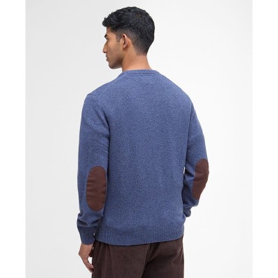 Pull coudière col rond 100% LAINE BARBOUR Bleu Jeans