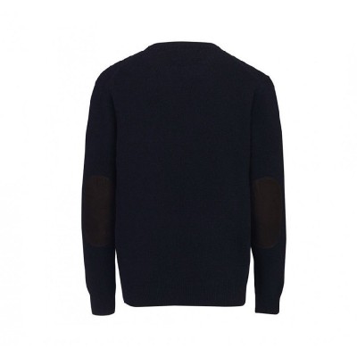 Pull coudière col rond 100% LAINE BARBOUR Bleu Marine