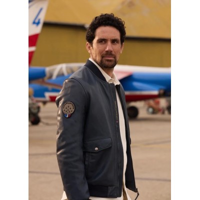 Bombers Cuir RUN ALPHA Patrouille de France Bleu Marine