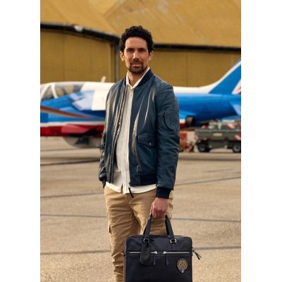 Bombers Cuir RUN ALPHA Patrouille de France Bleu Marine