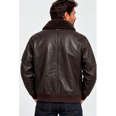 Cuir MA-1 ALPHA  Patrouille de France Marron