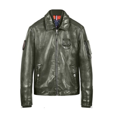 Blouson Cuir ALPHA Jaegger Patrouille de France Kaki