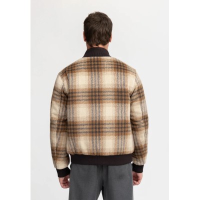 Blouson Laine BOMBERS Carreaux beige/camel