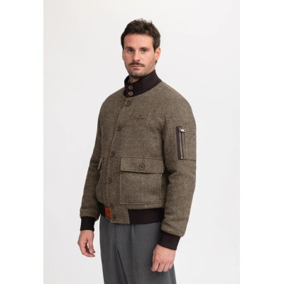Blouson Laine BOMBERS Chevron Marron