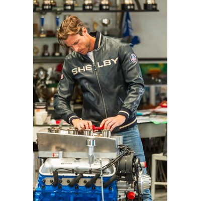 Blouson cuir agneau dallas CARROLL SHELBY Bleu Marine