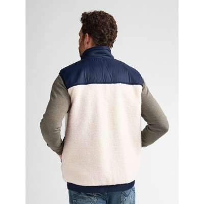Veste sans manches sherpa PETROL INDUSTRIES Ecru / Bleu marine