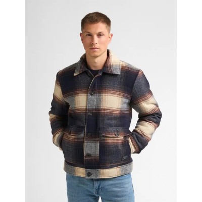 Blouson laine carreaux PETROL INDUSTRIES Bleu Marine
