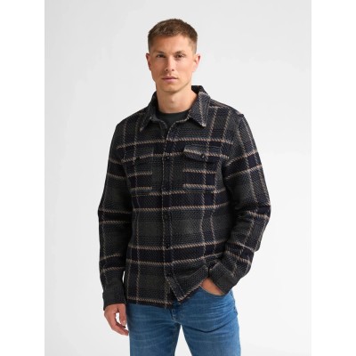Surchemise carreaux maille PETROL INDUSTRIES Bleu Marine
