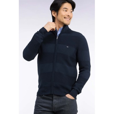 Cardigan maille zipé EDEN PARK Bleu Marine