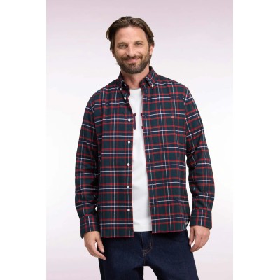 Chemise carreaux Eden Park bleu marine / rouge