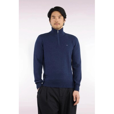 Pull col cam 55% Laine EDEN PARK Bleu