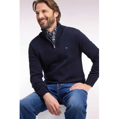 Pull col cam 55% Laine EDEN PARK Bleu Marine